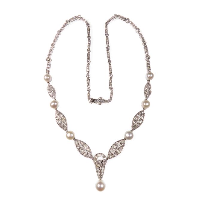   Cartier - Diamond and pearl graduated pendant-necklace | MasterArt